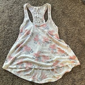 Floral lace racer back tank